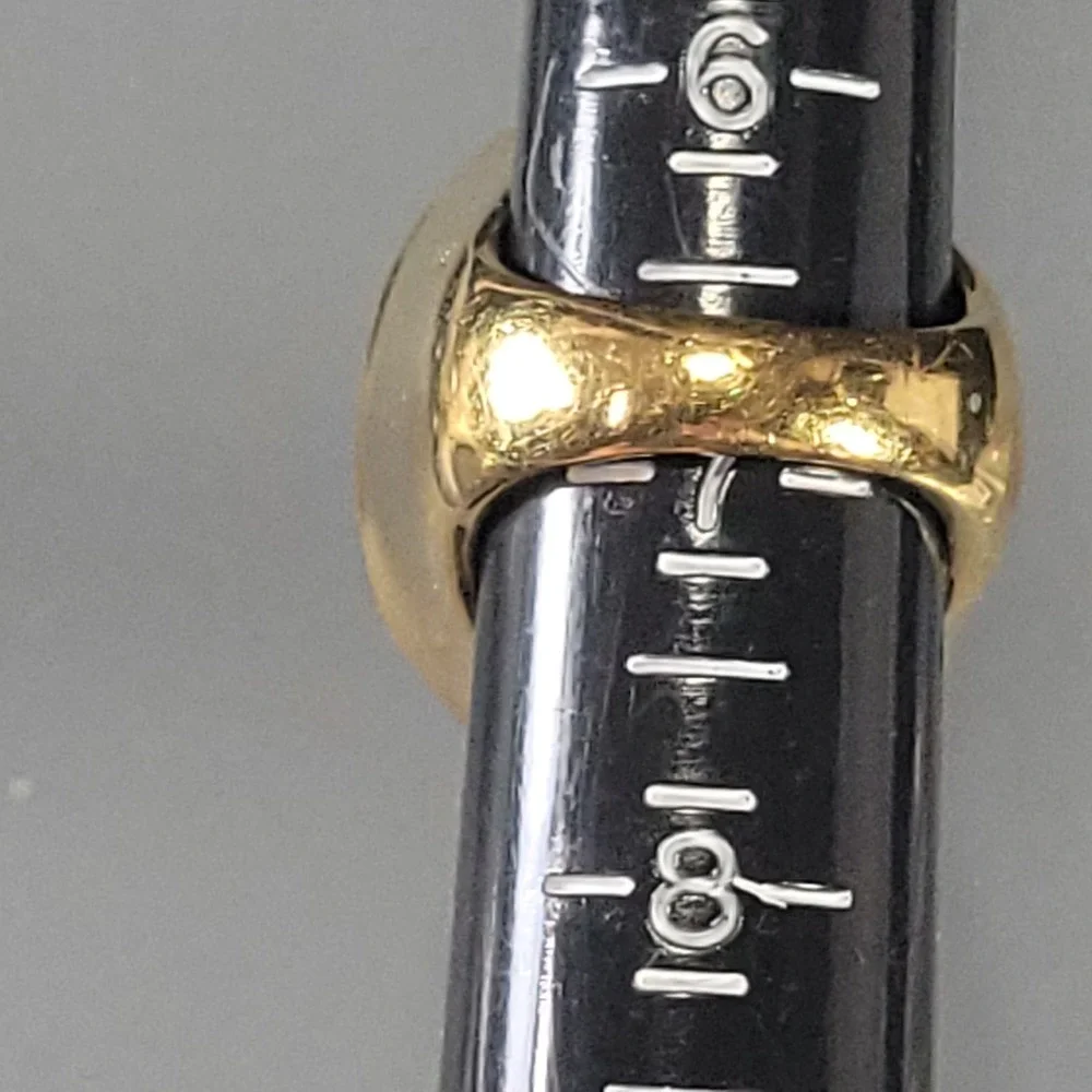 Kenneth Jay Lane Cocktail Ring Womens 6.75 Gold Cream Chunky Faceted Statement